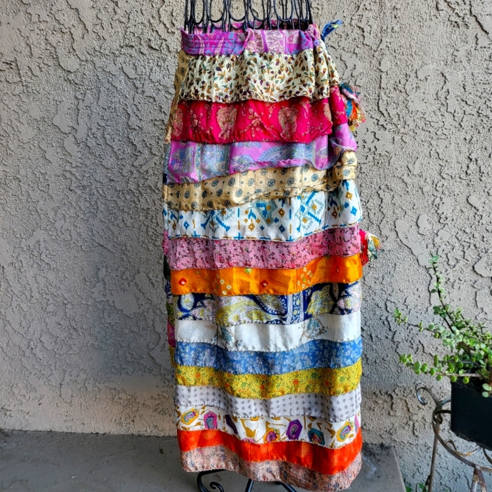 Silly Yeti Silk Ruffle Skirt